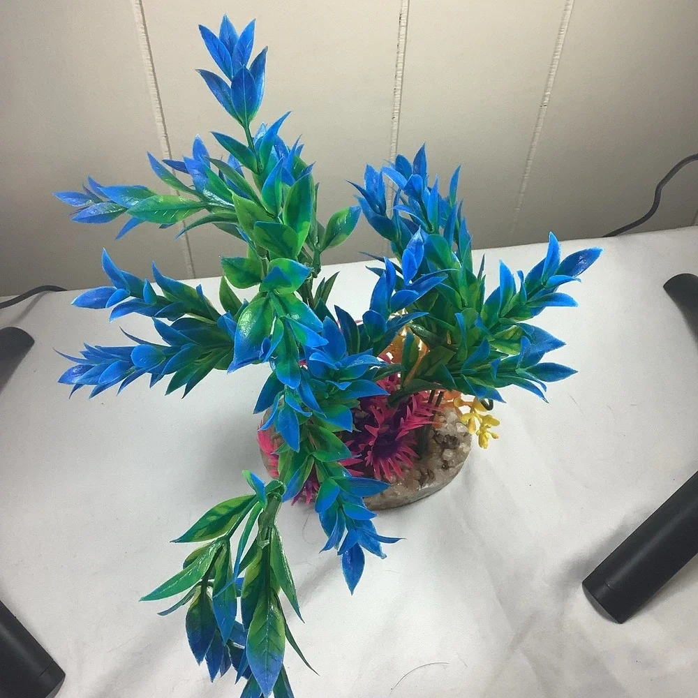 Decorative Plastic Aquarium Plants for Fish Tanks - Blue, Green, Orange, Pink